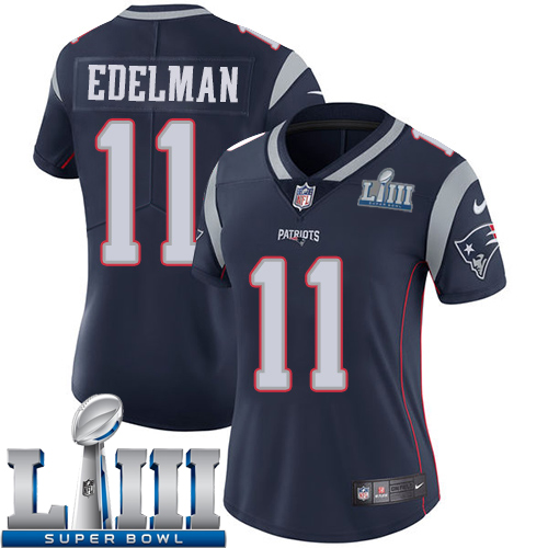 Women New England Patriots #11 Edelman blue Nike Vapor Untouchable Limited 2019 Super Bowl LIII NFL Jerseys